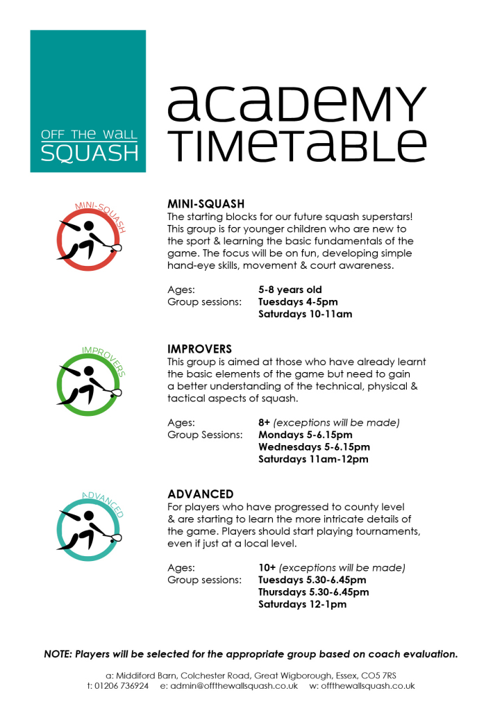 OTWS Academy Timetable - SEPT 2014