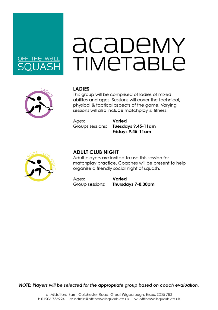 OTWS Academy Timetable - SEPT 20143