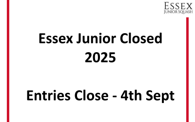 Essex Junior Closed 2025 – Entries Close 4th sept