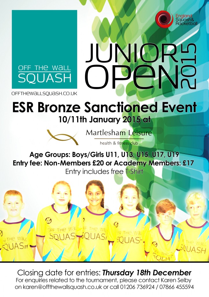 Register now for the Off the Wall Squash Junior Open 2015