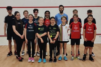 Essex Junior Squash Grand Prix winners enjoy training session with star Daryl